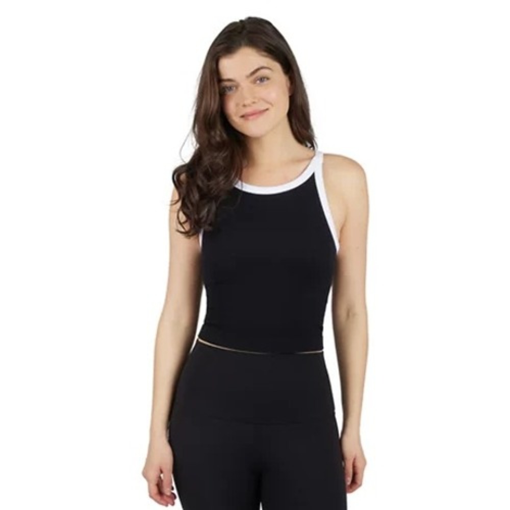 Yogalicious Lucia Rib Seamless Sleeveless Round Neck Tank Blue White Women's XL